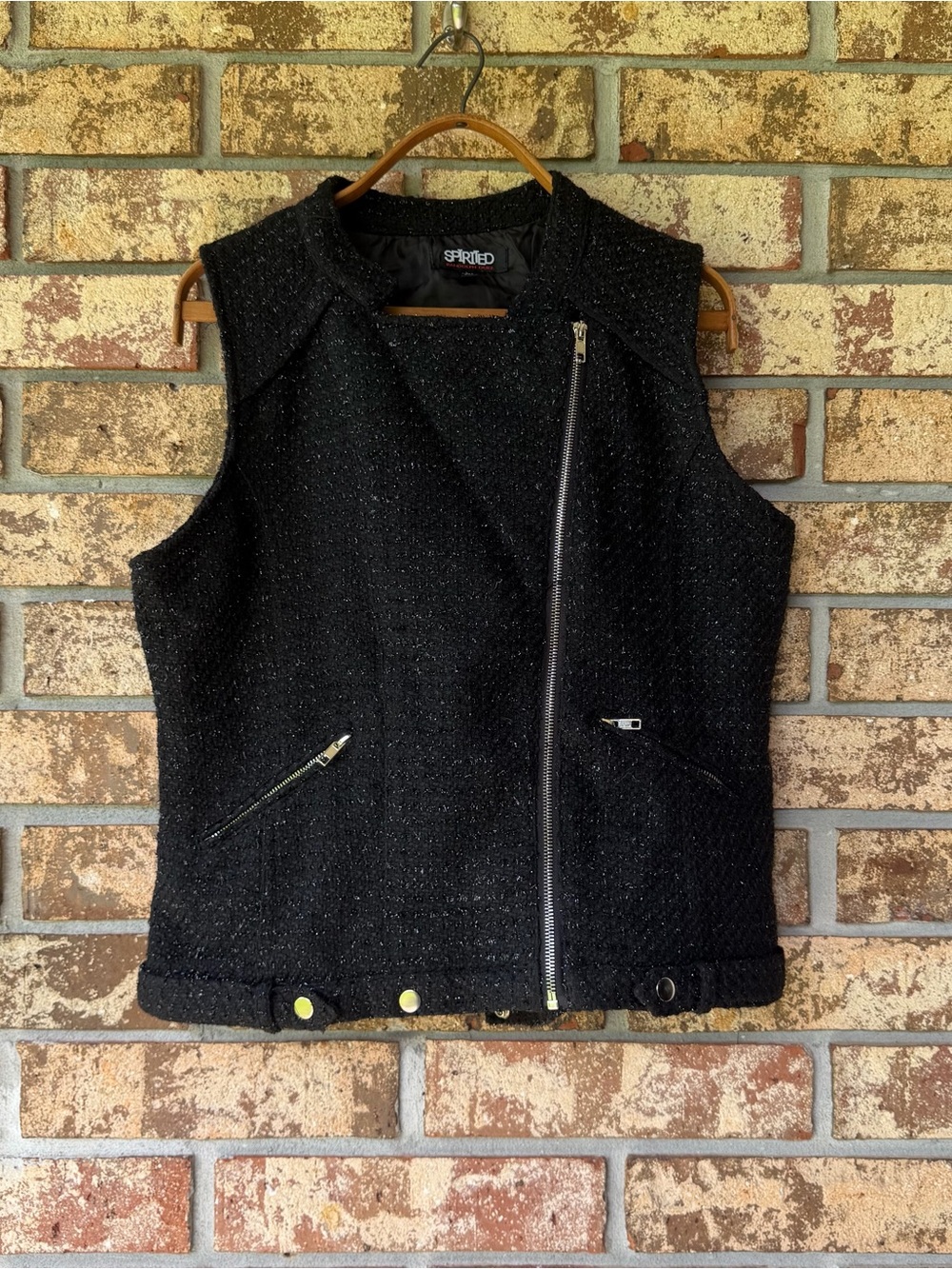 Spirited Randolph Duke Metallic Tweed Moto Vest Size Large Excellent Condition!